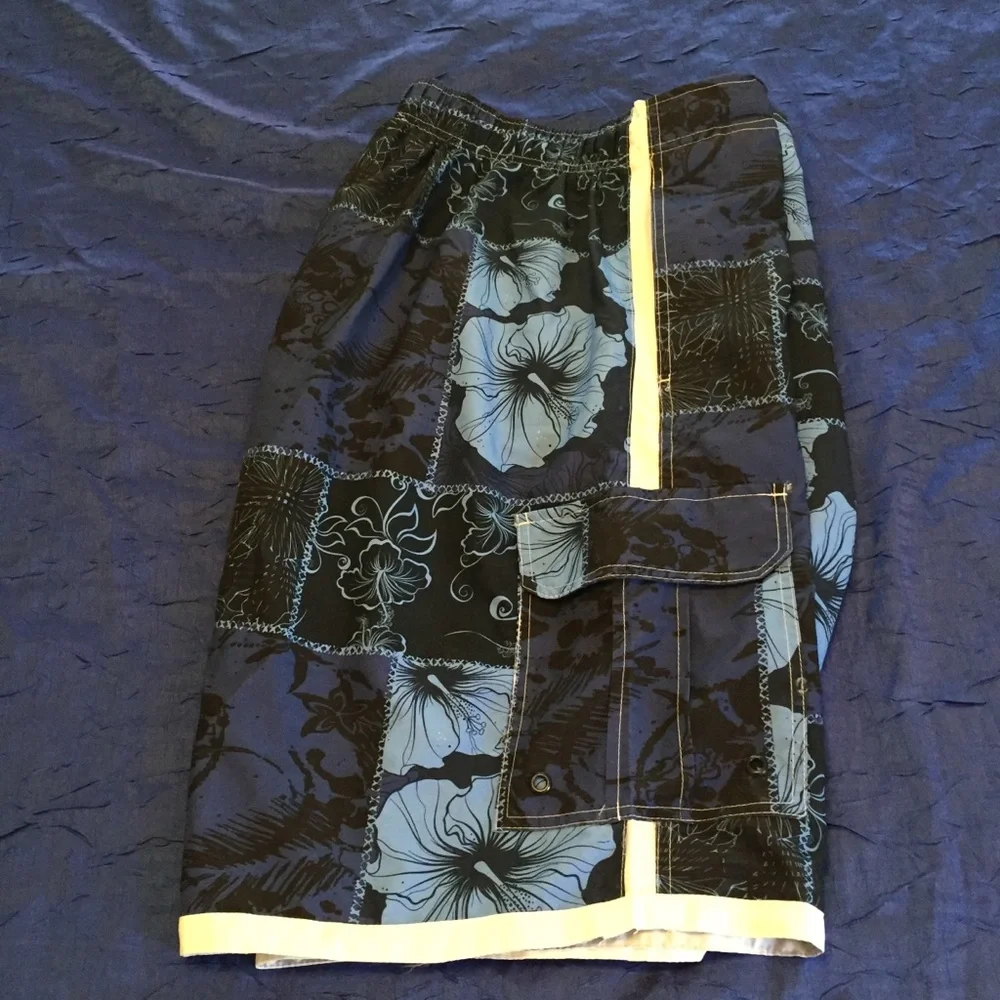 Airwalk Blue Floral Swim Trunks‎